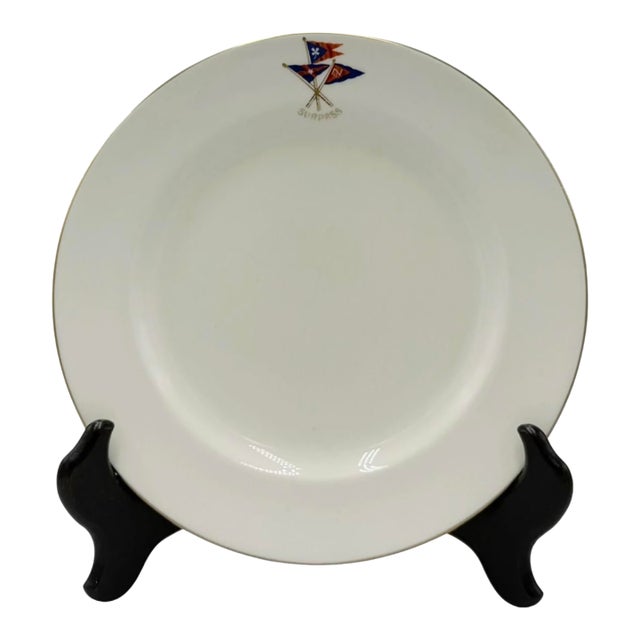 Vintage New York Yacht Club Surpass Nautical Burgee Plate 7.75"d For Sale