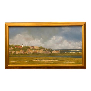 Framed Oil Painting on Linen "Beacon" Shorescape Scene by Mark Sylva For Sale