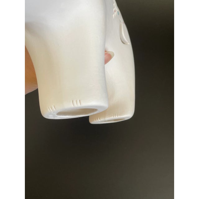 Late 20th Century Acoma Pottery Whiteware Etched & Cut Out Spirit Bear by Elliott & Zelda Garcia For Sale - Image 10 of 13