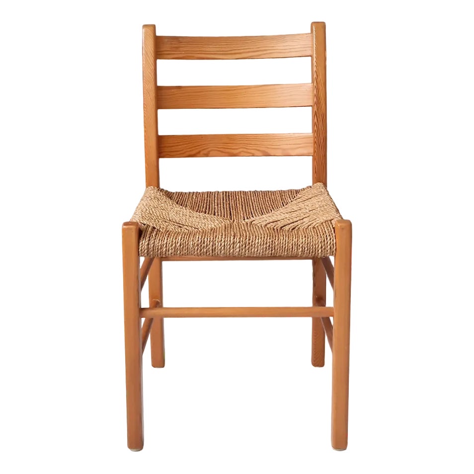 Pine Chair with Rope Seat, 1970s Chairish