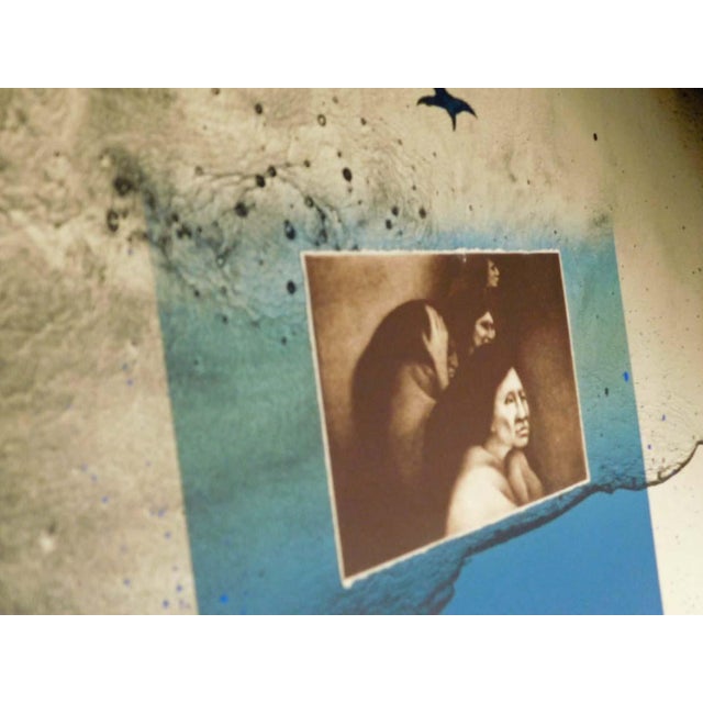 Impressionist Frank Howell Wounded Knee Woman 1985 Blue Original Lithograph Art For Sale - Image 3 of 7