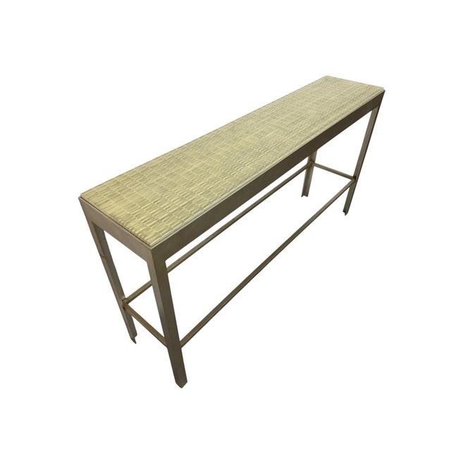 Baker Furniture Company Vintage Baker Furniture Modernist Metal & Tessellated Tile Console Table For Sale - Image 4 of 9