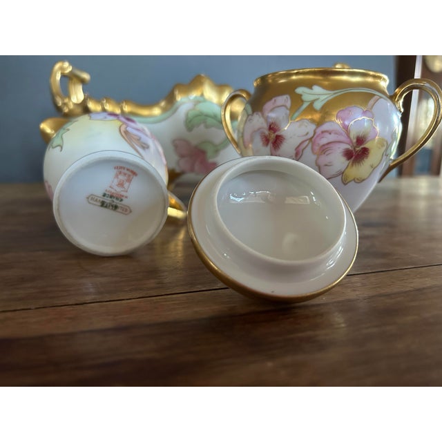 Early 1900s Limoges Centerpiece Set With Creamer and Sugar Bowl- 3 Pieces For Sale - Image 9 of 10