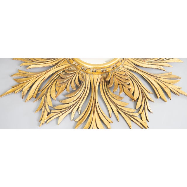 1950s Vintage French Giltwood Sunburst Convex Mirror, 1950s For Sale - Image 5 of 8
