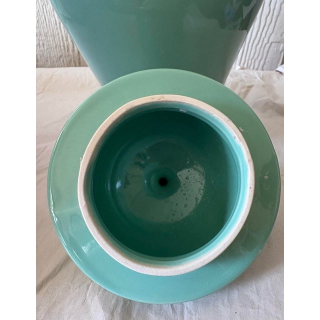 Japanese Vintage Andrea by Sadek Japanese Turquoise Floral & Bird Ginger Jar For Sale - Image 3 of 11