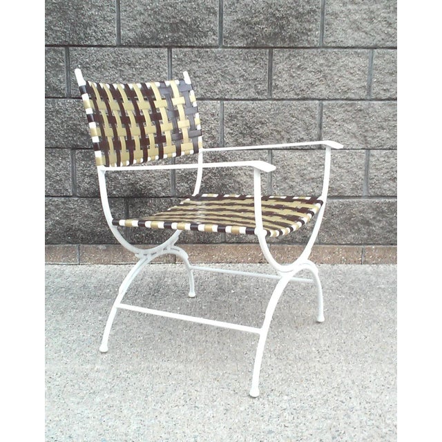 A Single Mid Century Aluminum Frame Light Weight Campaign Patio Chair For Sale In Detroit - Image 6 of 6