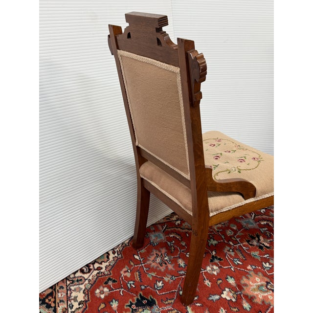 Victorian Eastlake Needlepoint Parlor Side Chairs, Pair For Sale - Image 9 of 13