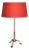 Edvard Hagman Table Lamp in Brass, Elm and Vermillion Shade, Sweden, 1940s For Sale