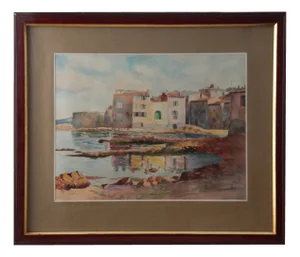 Lecointre, Cap Corse Landscape, 1960s, Watercolor on Cardboard