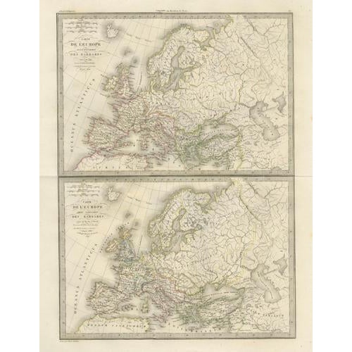 Antique Double Map of Europe, Paris, 1838 For Sale - Image 10 of 10