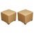 Pair of gold cube upholstery ottomans, Poufs. Upholstered stools, use them as extra seats, ottomans, stools. Light and...
