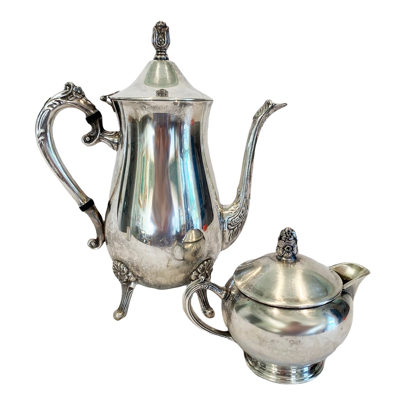 Vintage Leonard Silverplate Teapot and Empire Crafts Silverplate