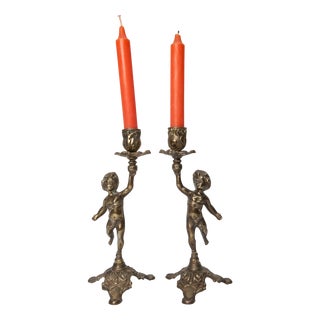 Cherub Candlesticks by FC, 1890s, Set of 2 For Sale