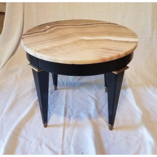 Wood 1950s Round Marble-Top Low Table by Baker For Sale - Image 7 of 10