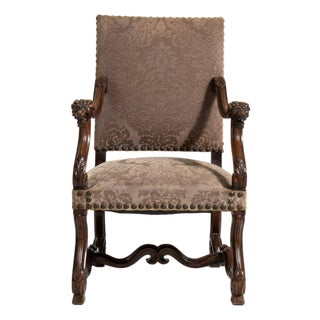 Neo-Baroque Oak Throne Chair, Antique, France, 19th Century For Sale