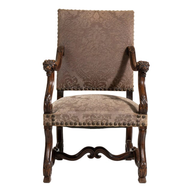 Neo-Baroque Oak Throne Chair, Antique, France, 19th Century For Sale