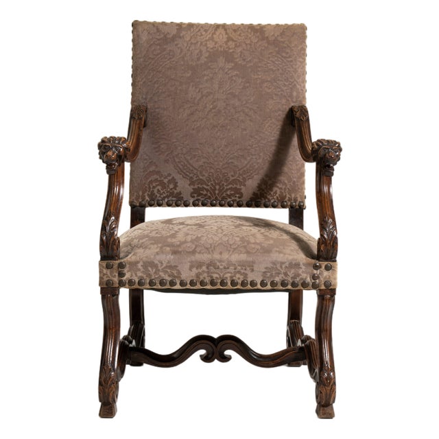 Neo-Baroque Oak Throne Chair France 19th Century For Sale
