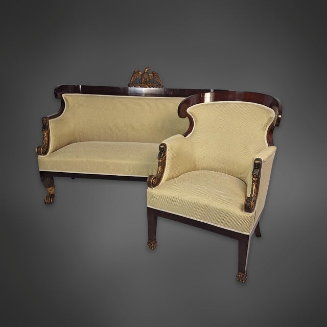 Viennese Biedermeier Sofa and Armchairs in Mahogany, 1810, Set of 3 For Sale - Image 5 of 18