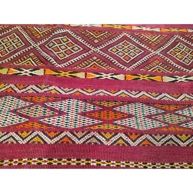 Vintage Moroccan Tribal Kilim, Handwoven Wool, Stripe Geometric Pattern, Purple & Yellow, 6x10 For Sale - Image 15 of 17