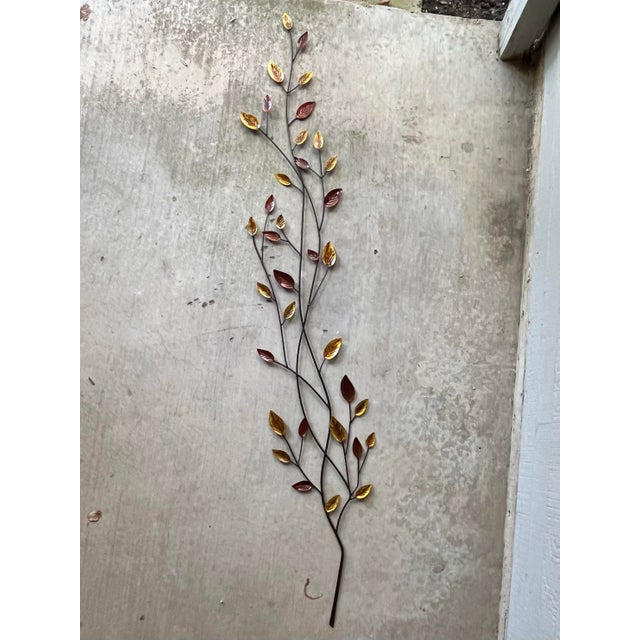 Curtis Jere-Style Metal Gold Amber Tall Skinny 68” Leaves Branch Wall Hanging Good condition. No damage. Height 63” Length...
