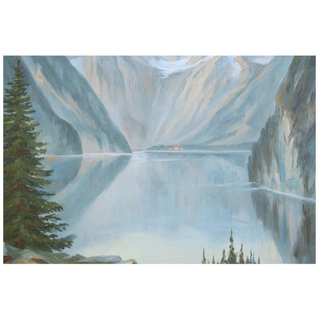 Impressionist 1940s Reflecting Mountains Norwegian Landscape Oil Painting, Framed For Sale - Image 3 of 6
