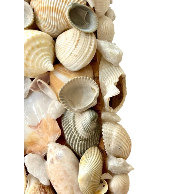 White Vintage Coastal Shell Frame Mirror For Sale - Image 8 of 11