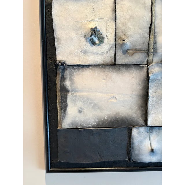 Geometric Raku Clay Tiles Mounted and Framed Wall Sculpture - 47x30 For Sale - Image 10 of 14