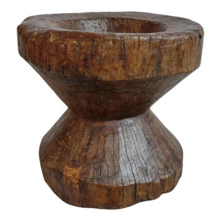 Vintage Large Naga Wood Rustic Pestle Pot For Sale