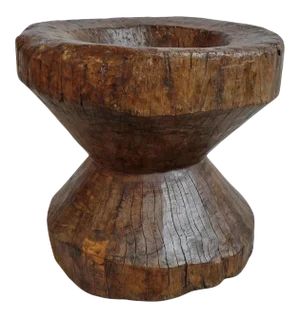 Vintage Large Naga Wood Rustic Pestle Pot
