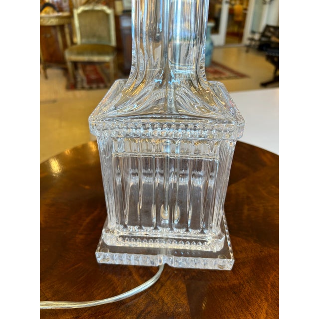 Fluted Crystal Vintage Adjustable Table Lamps -A Pair For Sale - Image 11 of 12