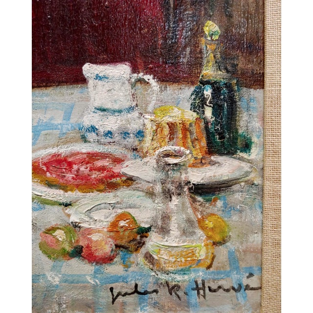 Metal Jules Rene Herve -Children at the Breakfast Table - Oil Painting For Sale - Image 7 of 12