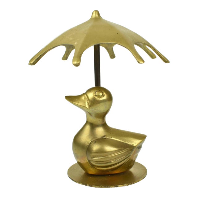 Vintage Solid Gold Brass Duck Figurine Model For Sale