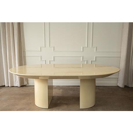 Beige 1980s Attributed to Karl Springer Knife Edge Goat Skin Dining Table For Sale - Image 8 of 16