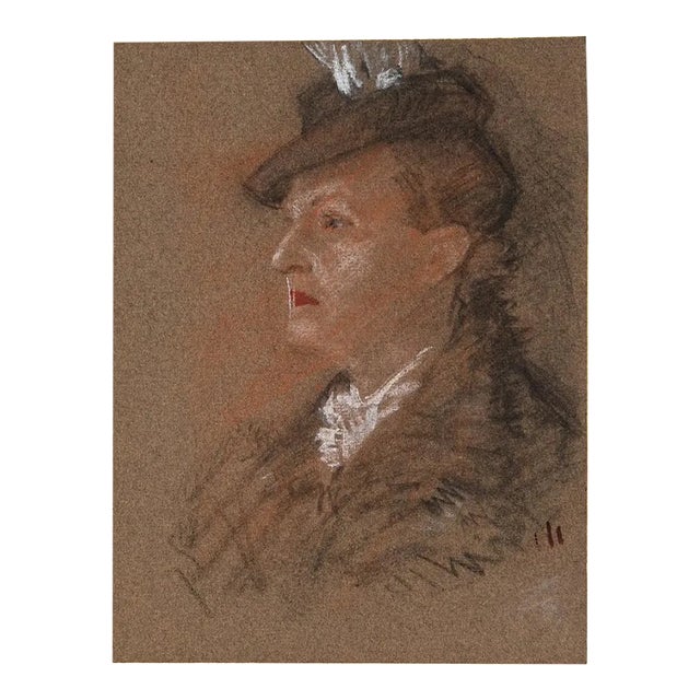 Unknown - Portrait of Madame - Original Pastel on Paper - 1930s For Sale