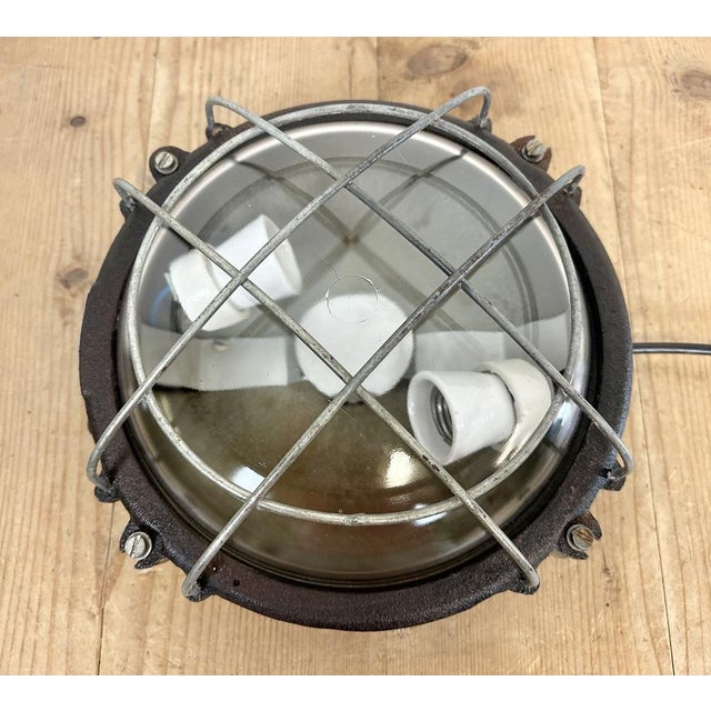 Metal Industrial Black Cast Iron Wall or Ceiling Light from Elektrosvit, 1960s For Sale - Image 7 of 16