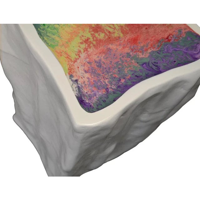 Early 21st Century White Sculpture Side Table with Polychrome Top by Cupioli from Cupioli Living For Sale - Image 5 of 6