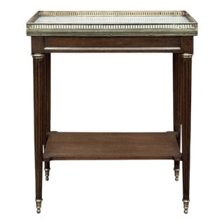 Louis XVI Mahogany Gallery Side Table With Carrara Marble Top For Sale