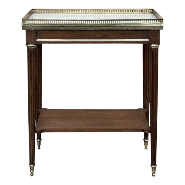 Louis XVI Mahogany Gallery Side Table With Carrara Marble Top For Sale