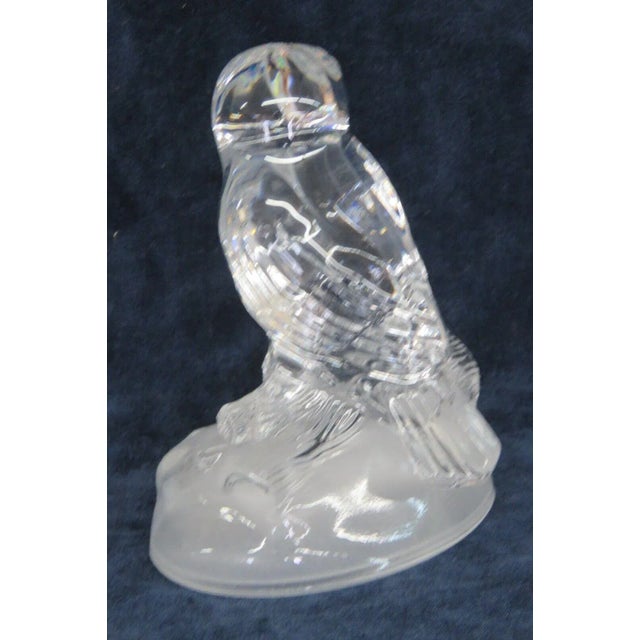 Cristal d'Arques Garanti Crystal Glass Owl Statue Figurine Bookend France For Sale - Image 9 of 12