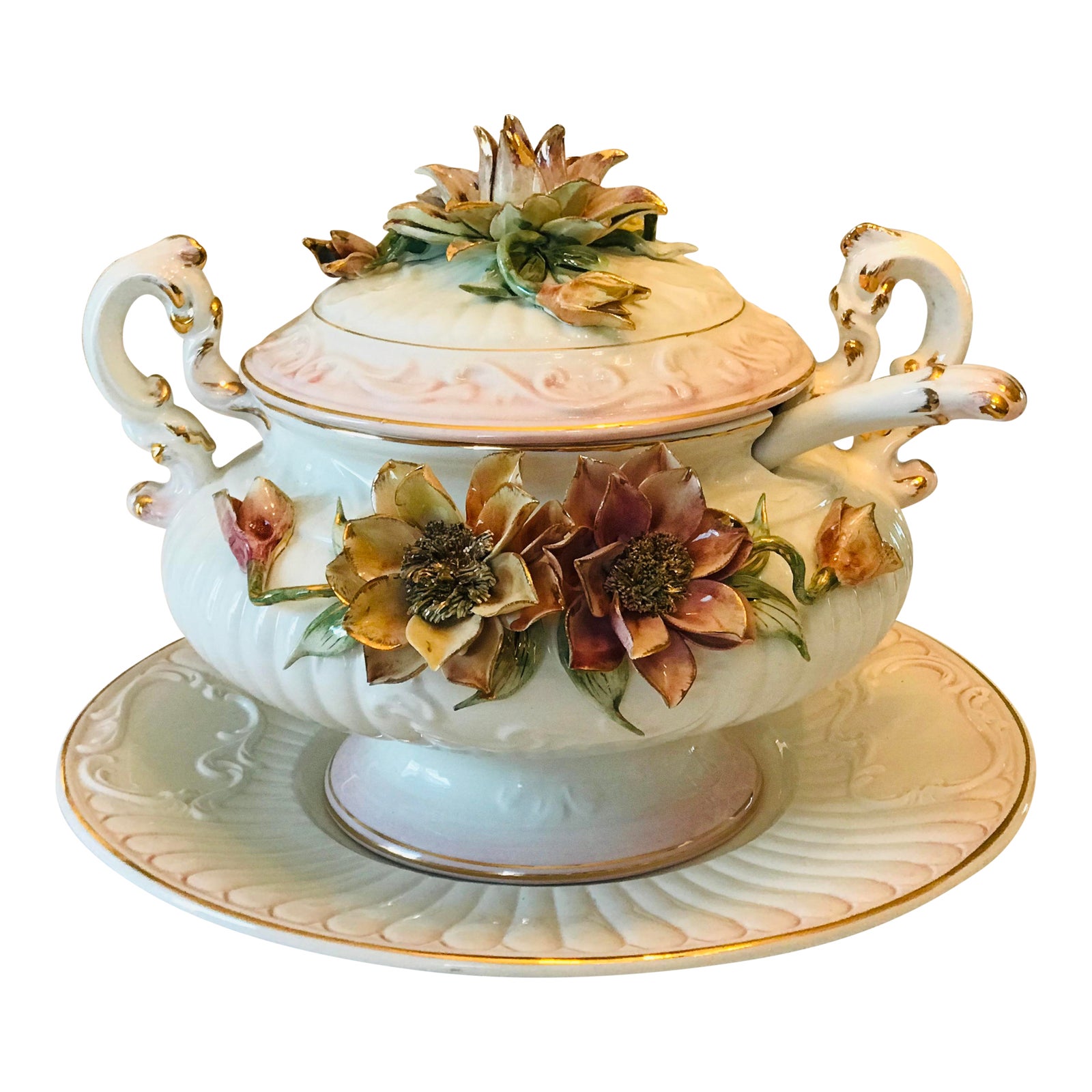 1940s Vintage Large Capodimonte Soup Tureen Chairish