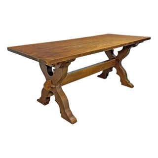 Early 20th Century Danish Oak Trestle Table For Sale