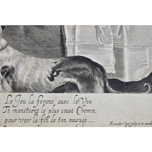 Gray An Early 17th Century Engraving "The Card Game" by A. Voet After Cornelis De Vos, 1632 For Sale - Image 8 of 8