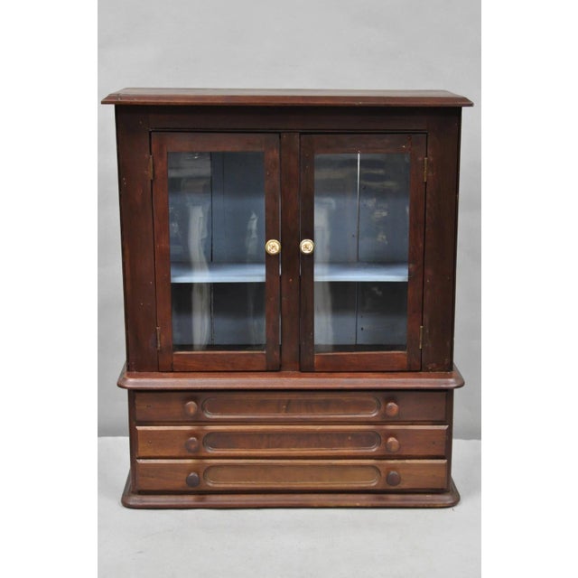 Mid 19th Century American Colonial Walnut Salesman Sample Apothecary Cupboard Display Cabinet For Sale - Image 15 of 15