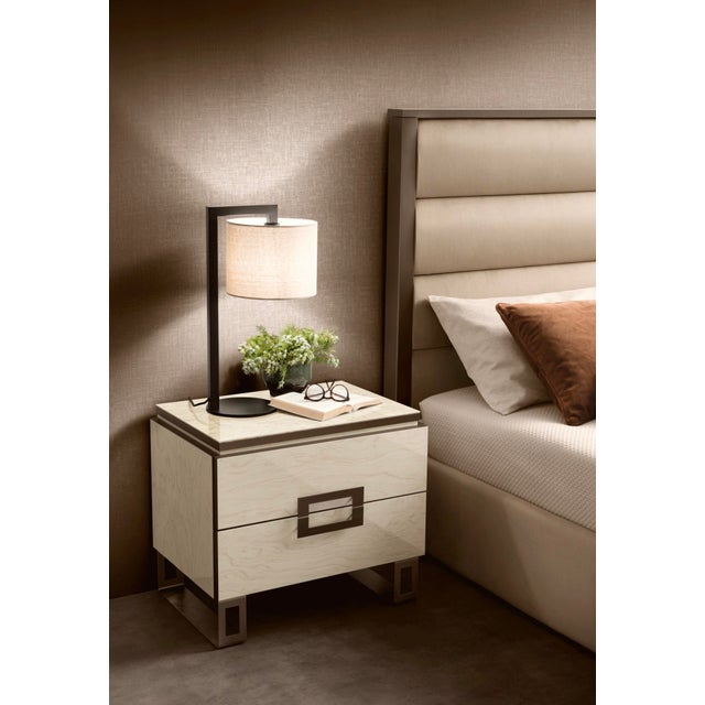 Contemporary Casa Milano Poesia 5-Piece Italian High Gloss Bedroom Set With Led Bed For Sale - Image 3 of 10