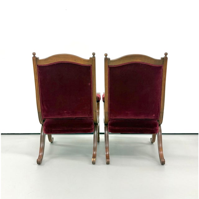 Vintage Tufted Burgundy Velvet Armchairs For Sale In West Palm - Image 6 of 6