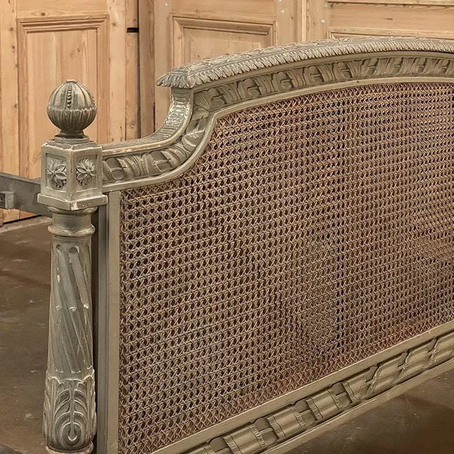19th Century French Louis XVI Painted Bed With Caning For Sale - Image 11 of 13