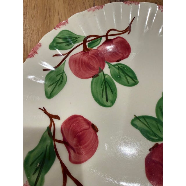 Mid-Century Modern Vintage Hand-Painted Blue Ridge Southern Pottery "Autumn Apple" Plate For Sale - Image 3 of 6