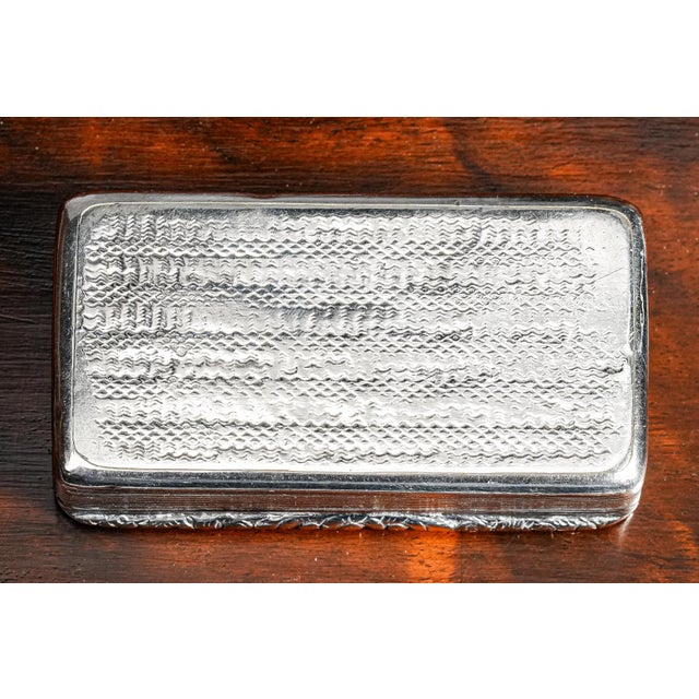 Neat English Antique Sterling Silver Table Snuff Box Lion Armorial Coat of Arms Crest Tobacciana For Sale - Image 12 of 14