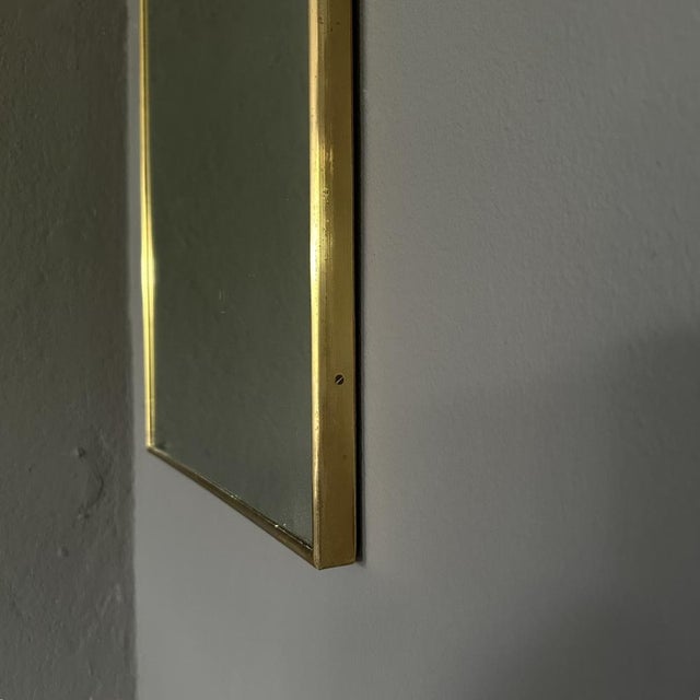 Vintage Rectangular Mirror with Brass Frame, 1950s For Sale - Image 4 of 9