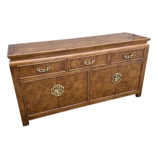 Vintage Chinoiserie Burlwood Credenza by Century Furniture For Sale